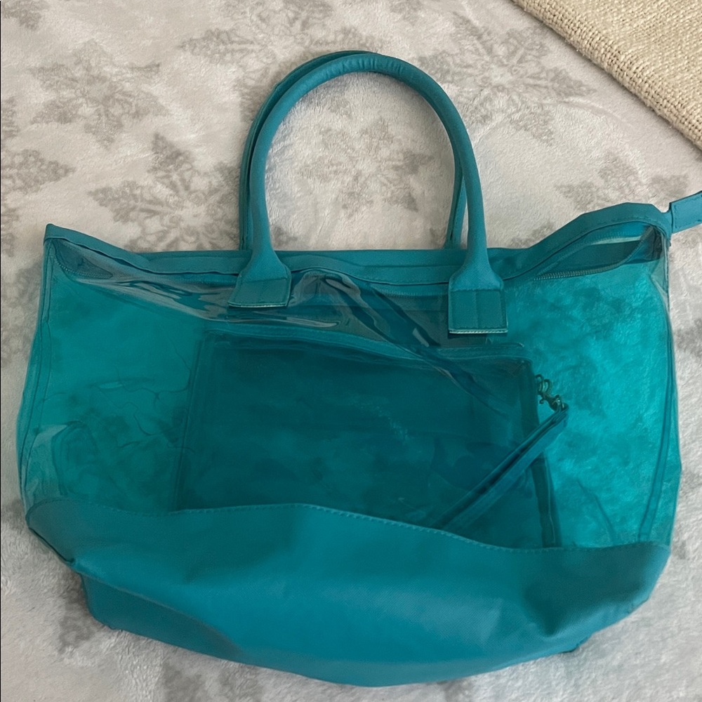 Transparent Teal Tote Bag
